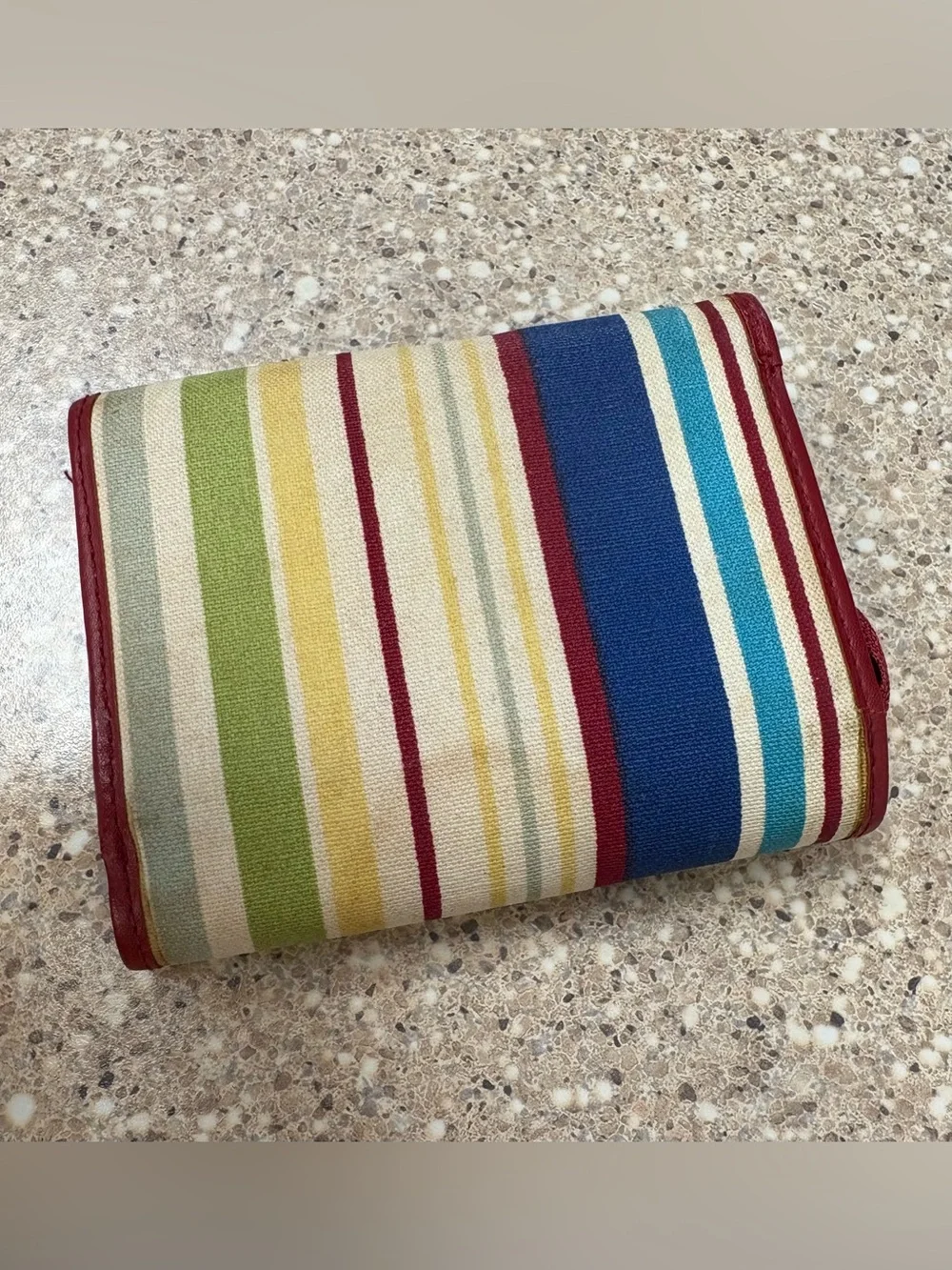 Longaberger Multicolor Striped Canvas Wallet - Red Trim